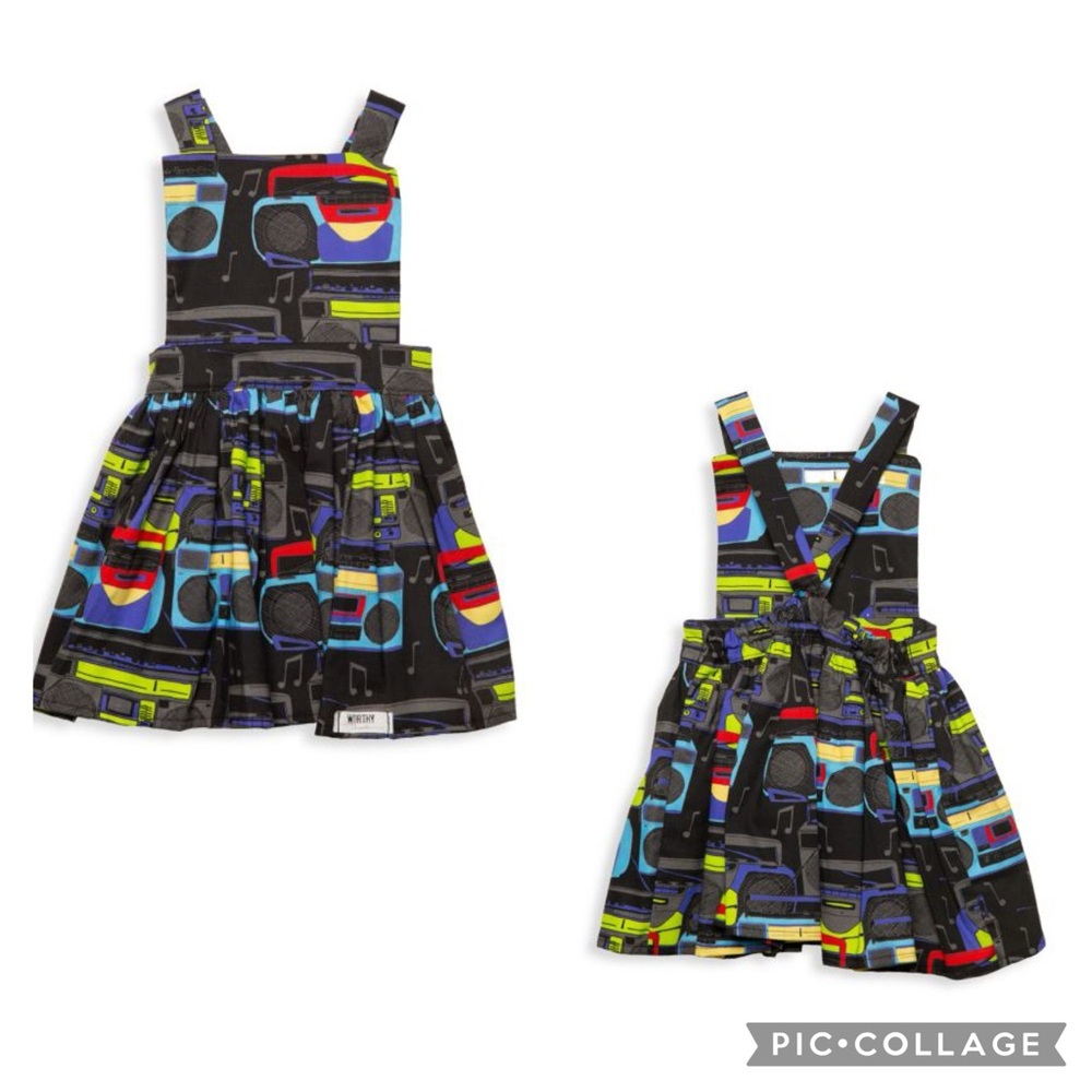 Worthy Threads Retro Boom Box Multicolor Pinafore Dress 6